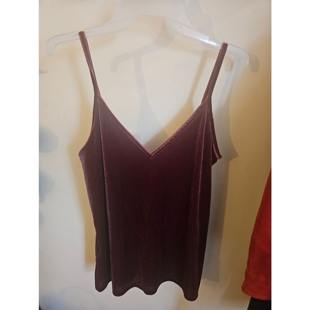 OldβNavy Velvet V-Neck Spaghetti Strap Tank Top - Deep Burgundy